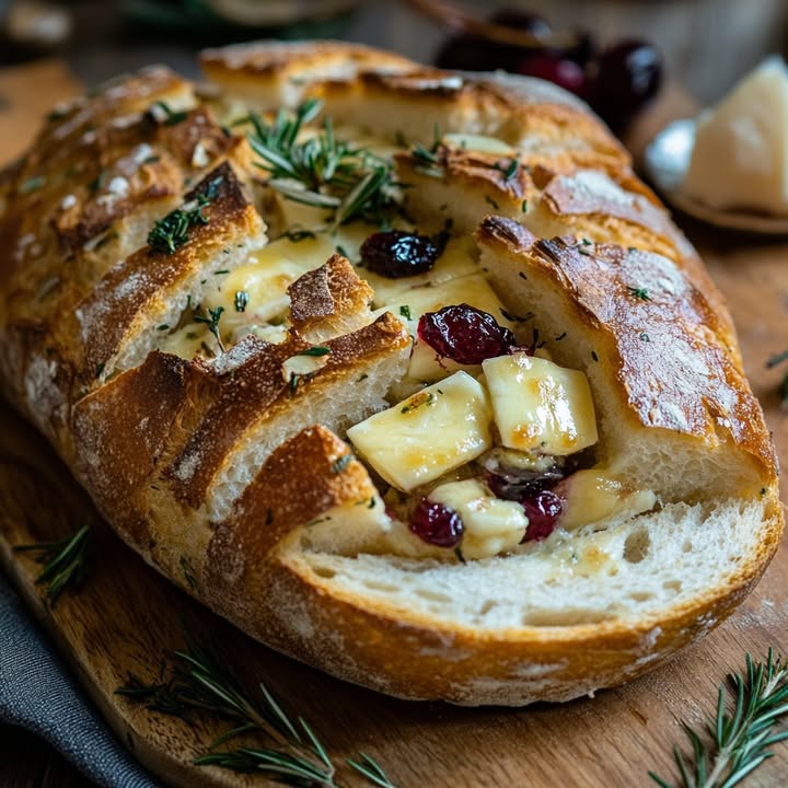 Knoblauch-Kräuter-Brot mit Brie
