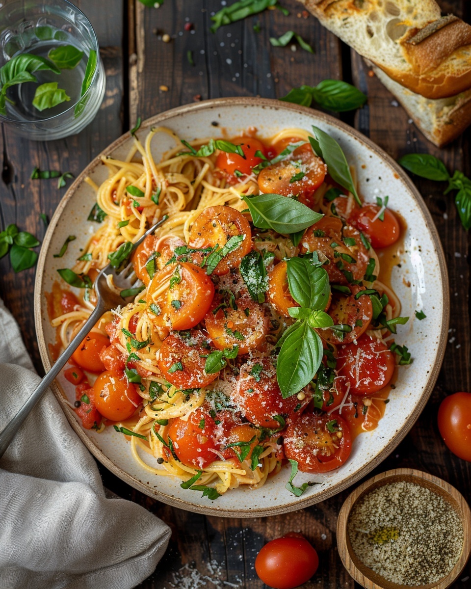 Blitz-Pasta mit Tomaten & Basilikum