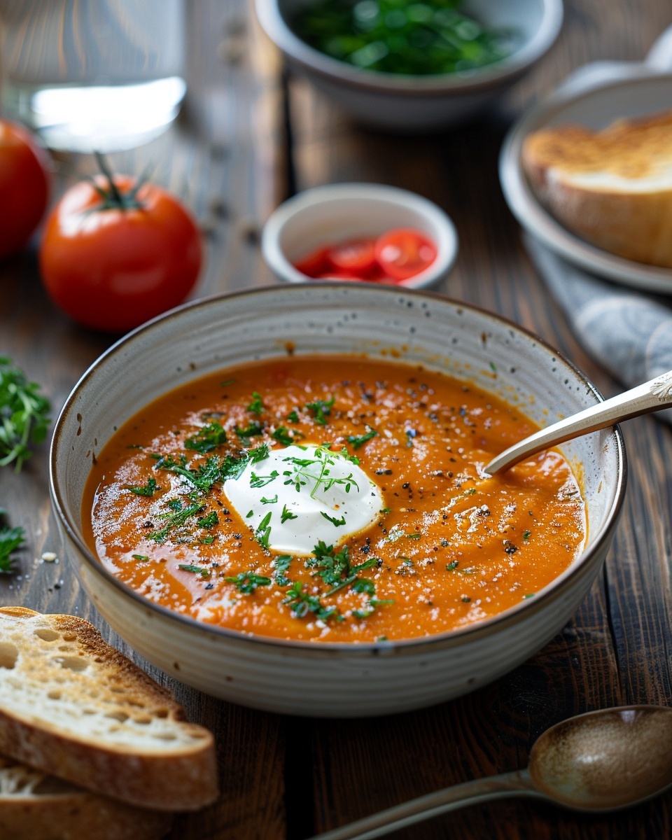 Blitz-Tomatensuppe mit Crème Fraîche