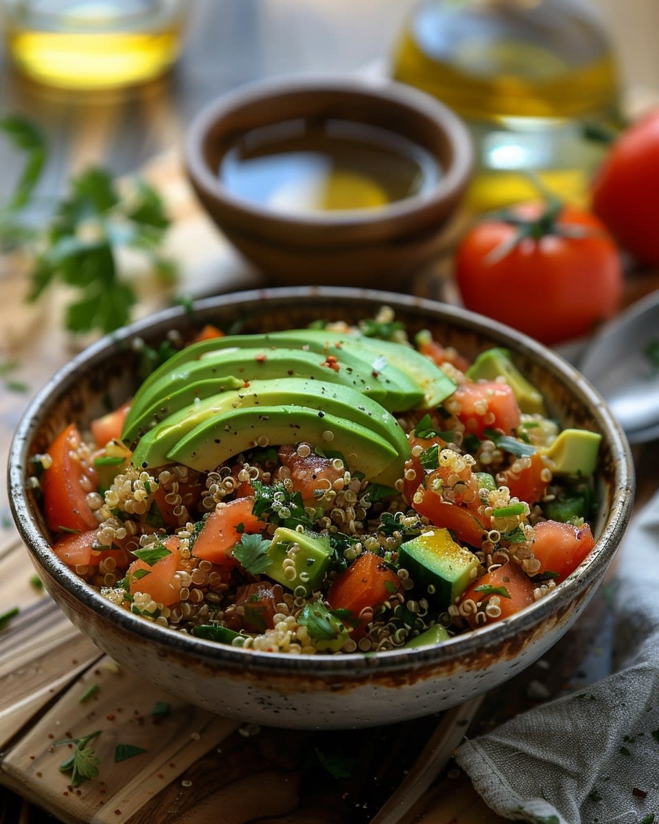 Bunte Quinoarauschale mit Avocado