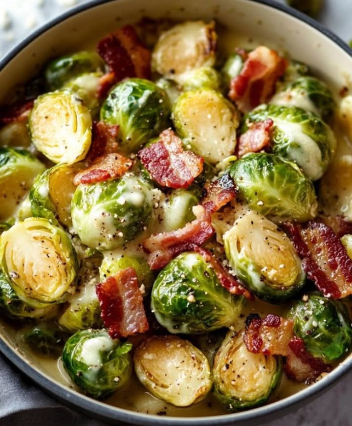 Cremige Rosenkohl mit Bacon