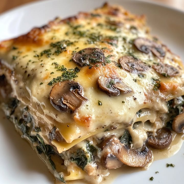 Cremige Spinat-Pilz-Lasagne