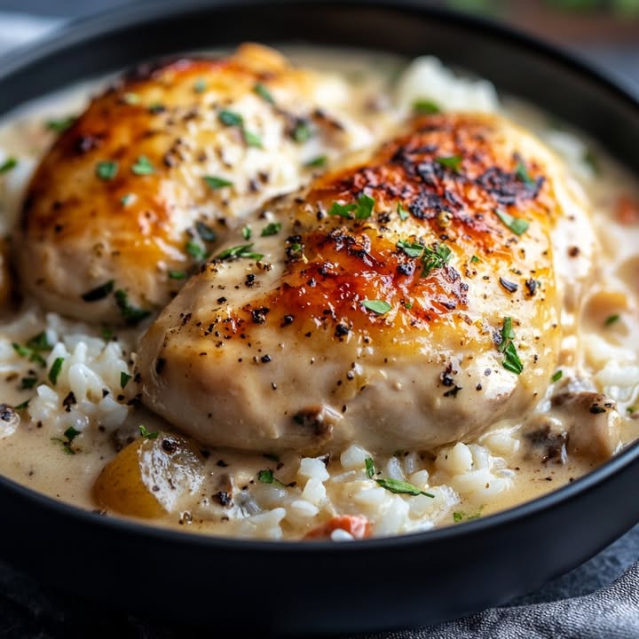 Cremiges Hähnchenreis-Gericht