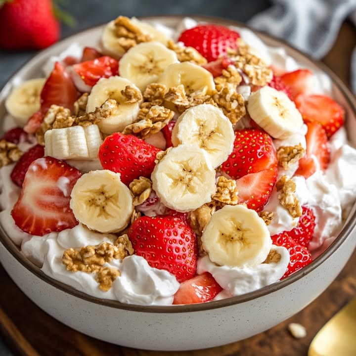 Erdbeer-Bananen-Cheesecake-Salat