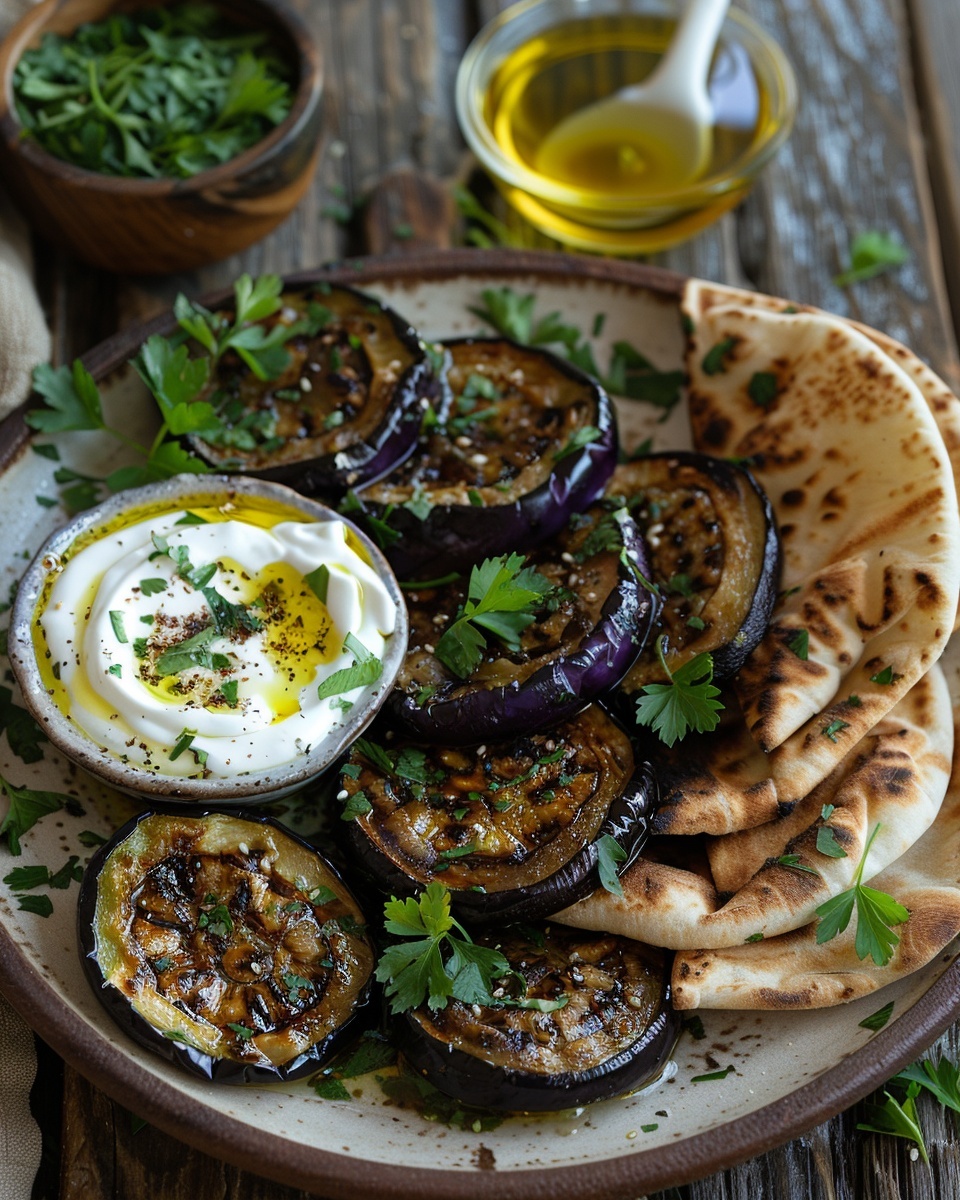 Gebackene Aubergine mit Kräutern
