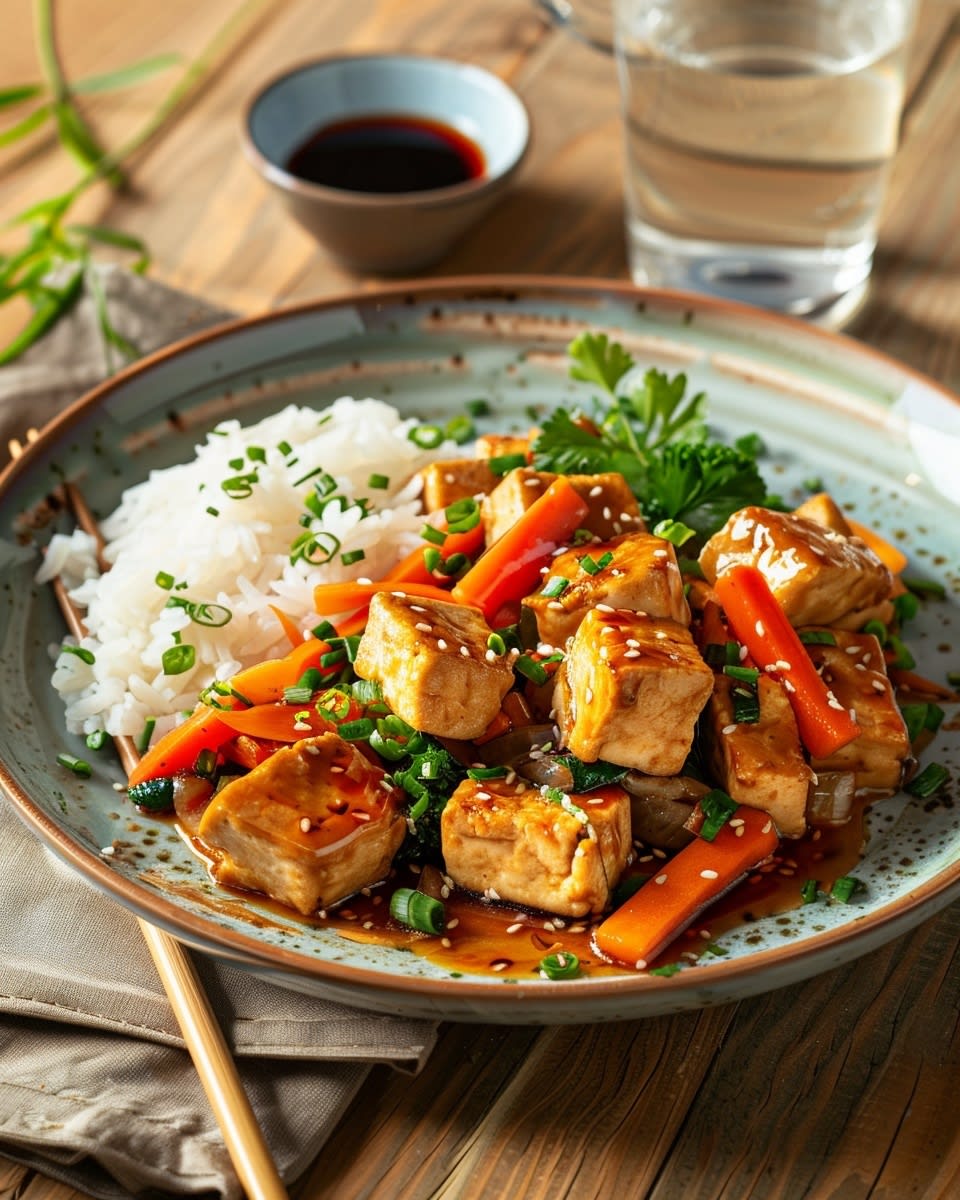 Gebratener Tofu mit Gemüse