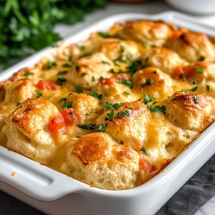 Hühnchen-Käse-Biskuit-Auflauf