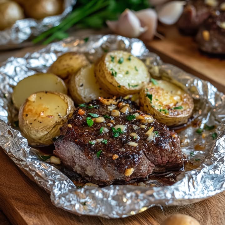 Knoblauch Steak Kartoffeln