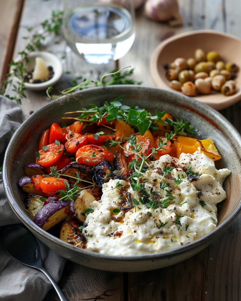 Kräuter-Quark mit Ofengemüse