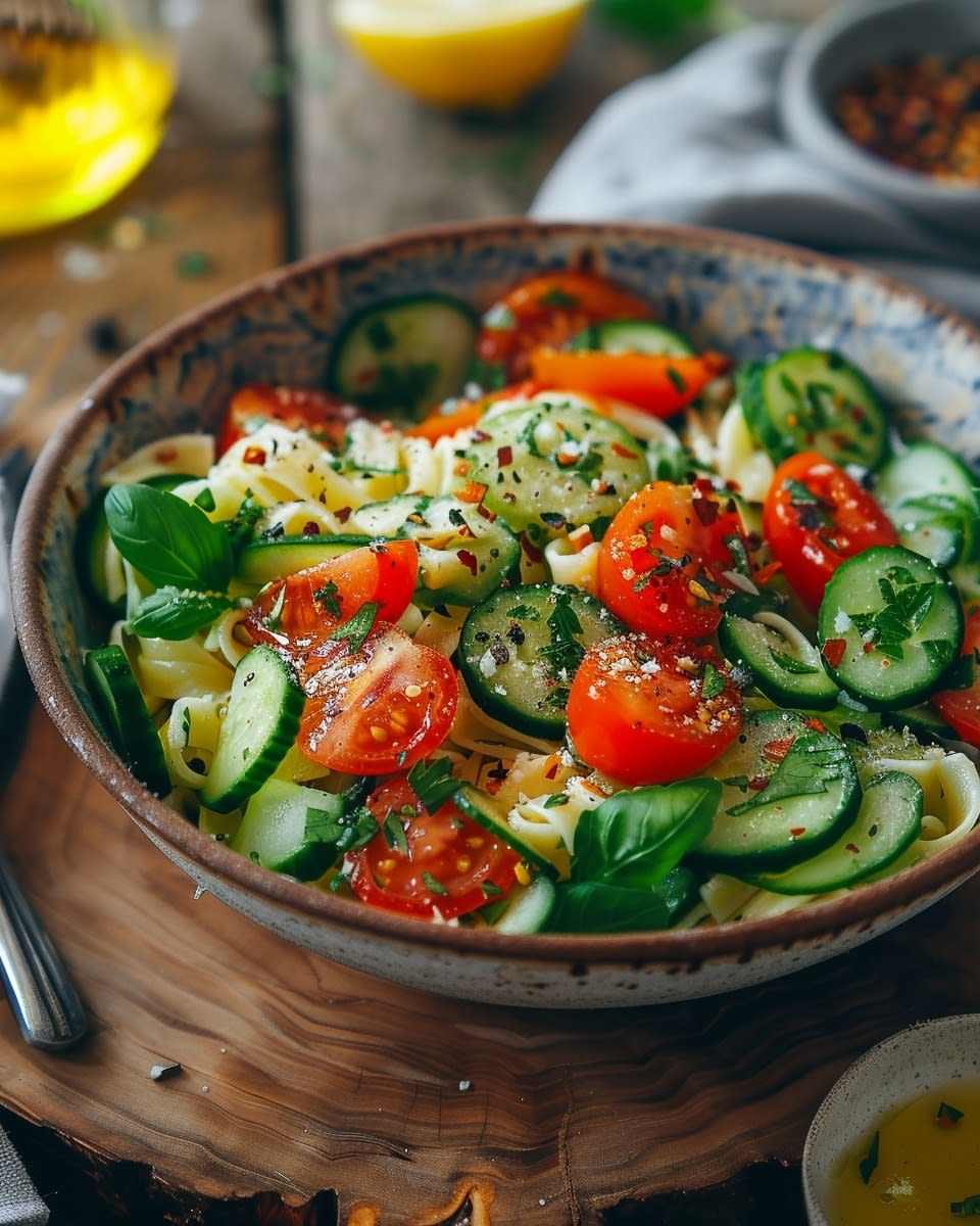 Meal Prep Nudelsalat mit Gemüse