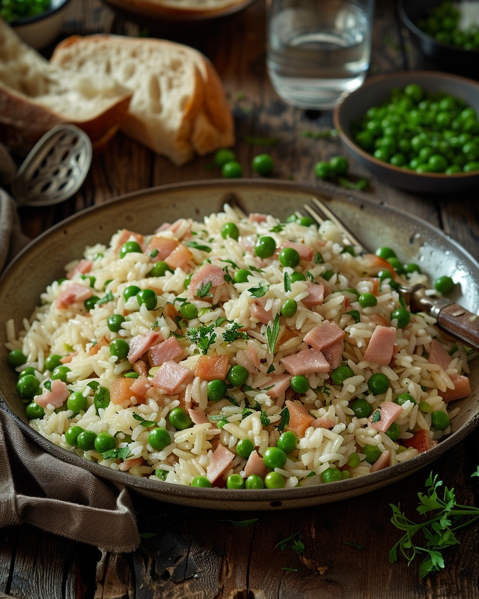 One-Pan Reis mit Erbsen & Schinken