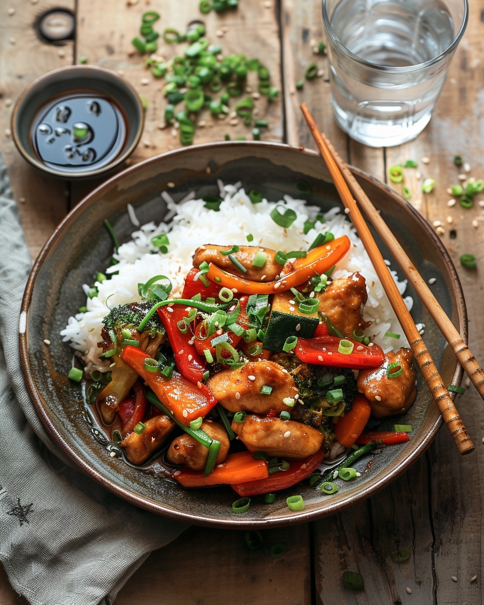 Schnell gebratene Asiatische Gemüsepfanne