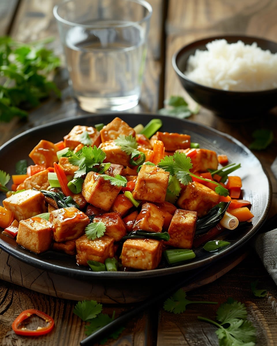 Schnell gebratener Tofu mit Gemüse