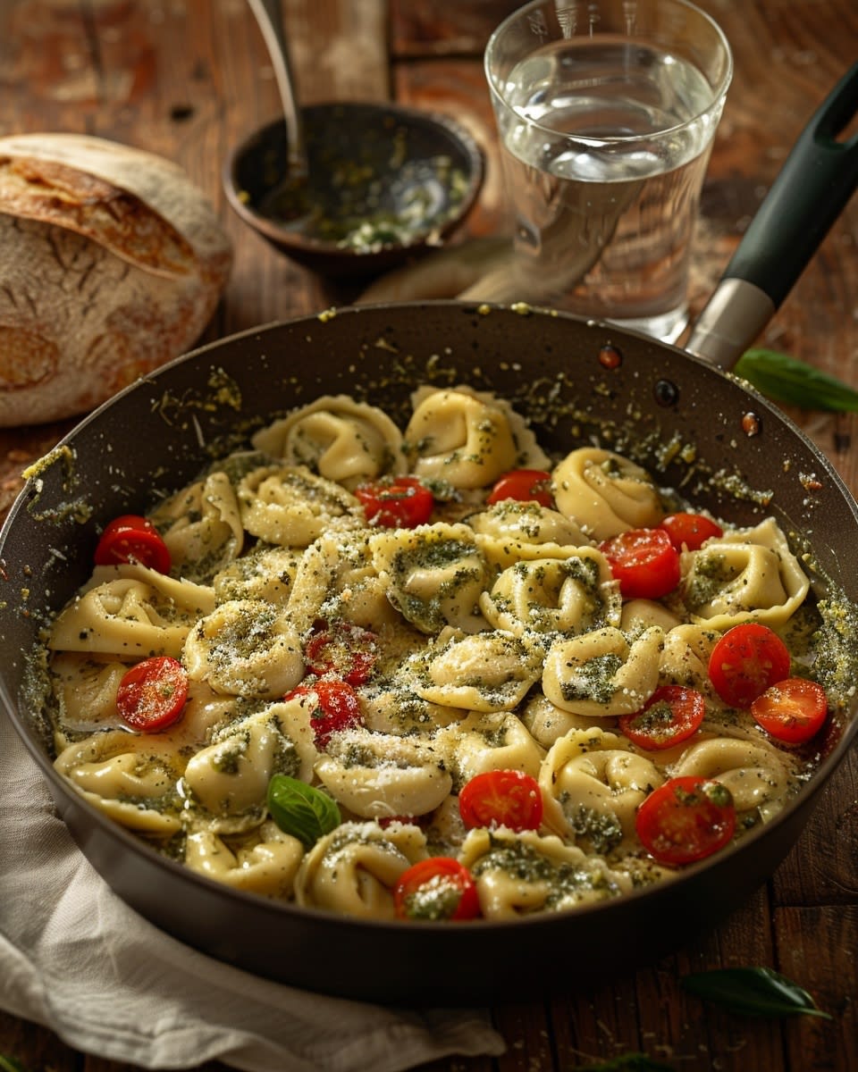 Schnelle Pesto-Tortellini Pfanne
