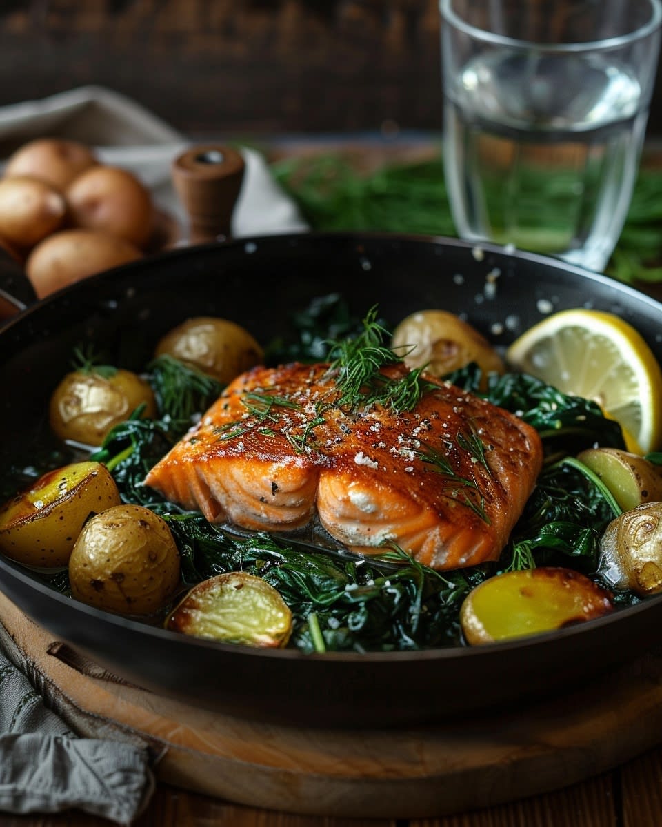 Schnelles Lachs-Spinat-Pfännchen