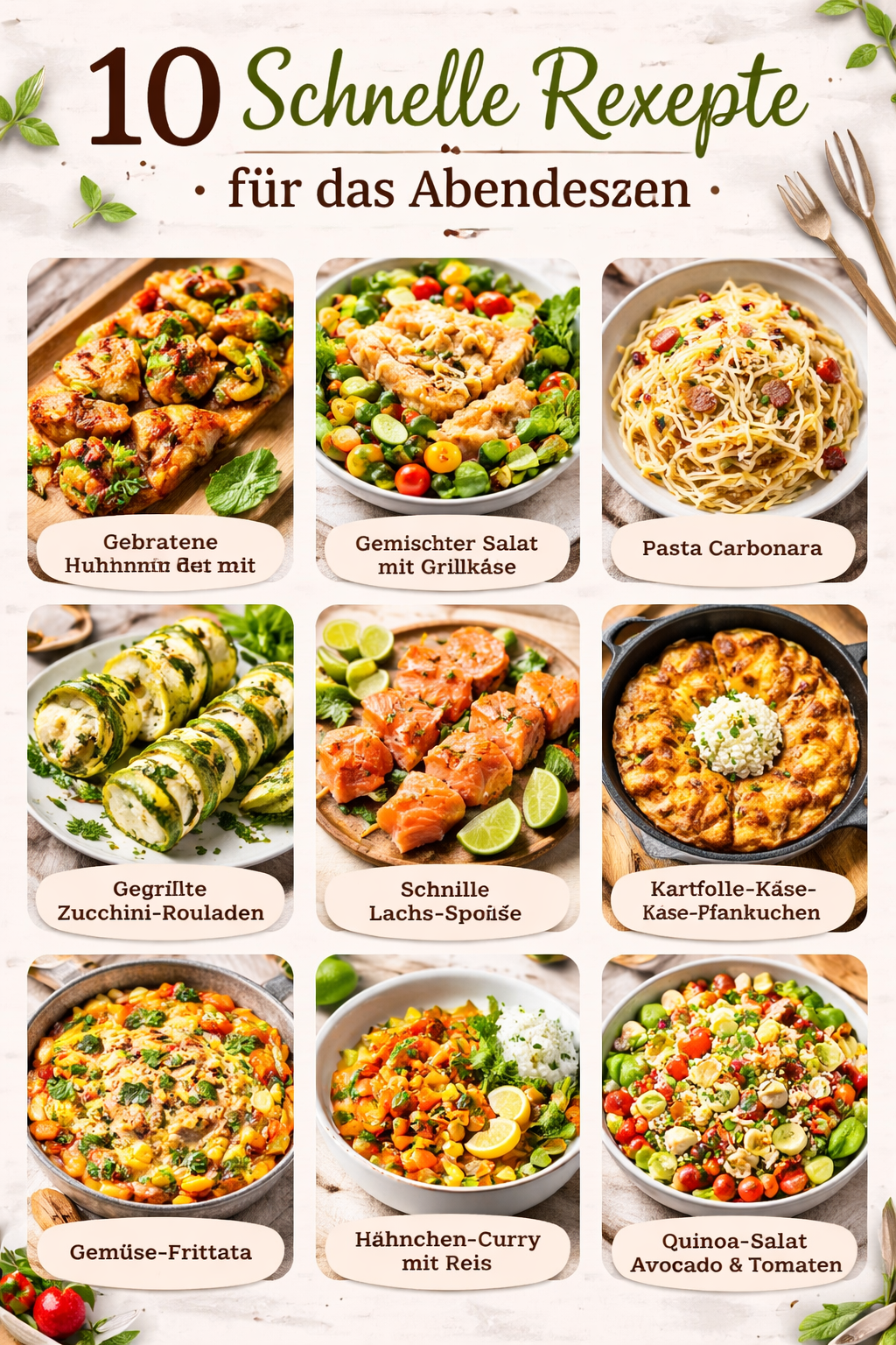 10 Schnelle Rezepte für das Abendessen