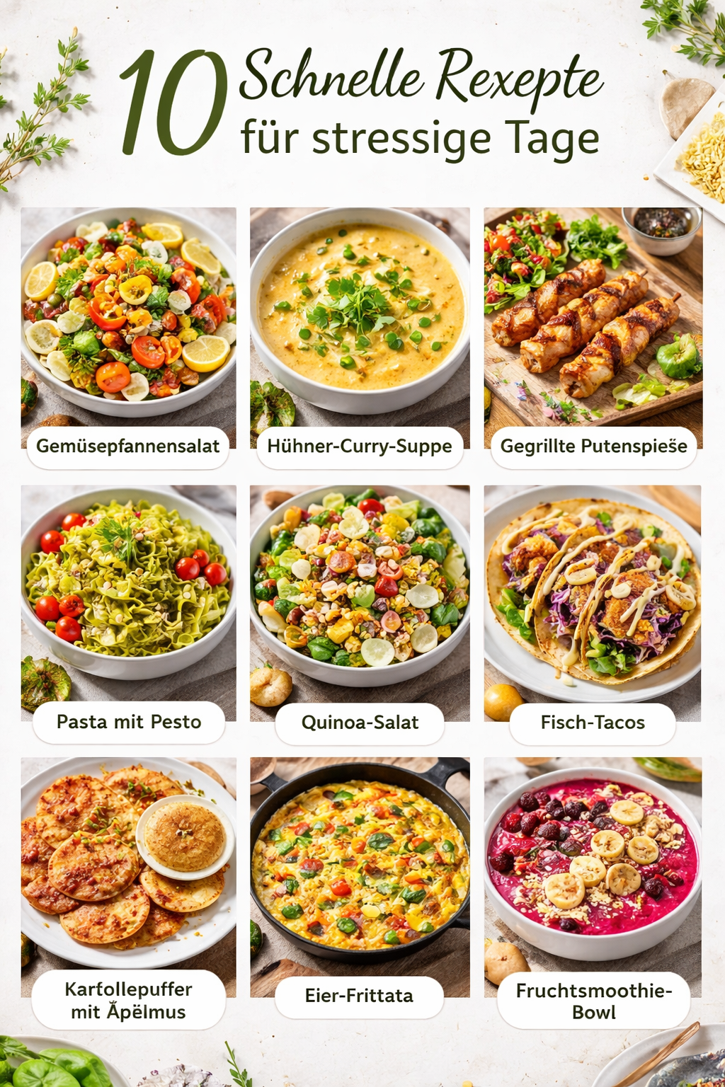 10 Schnelle Rezepte für stressige Tage