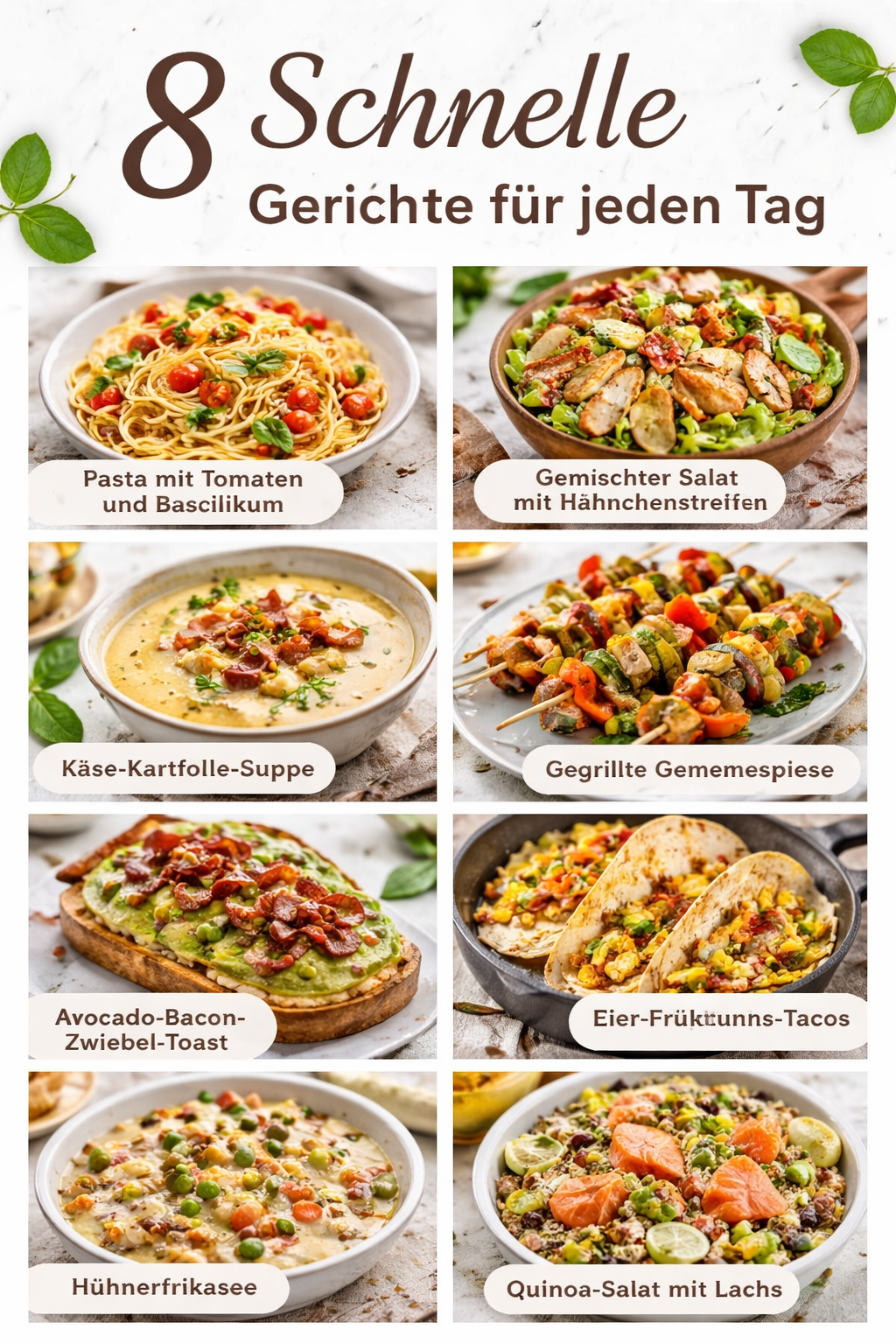 8 Schnelle Gerichte für jeden Tag