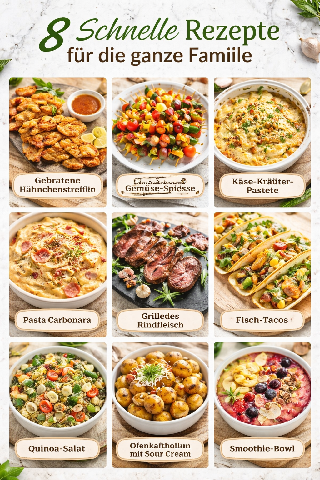 8 Schnelle Rezepte für die ganze Familie