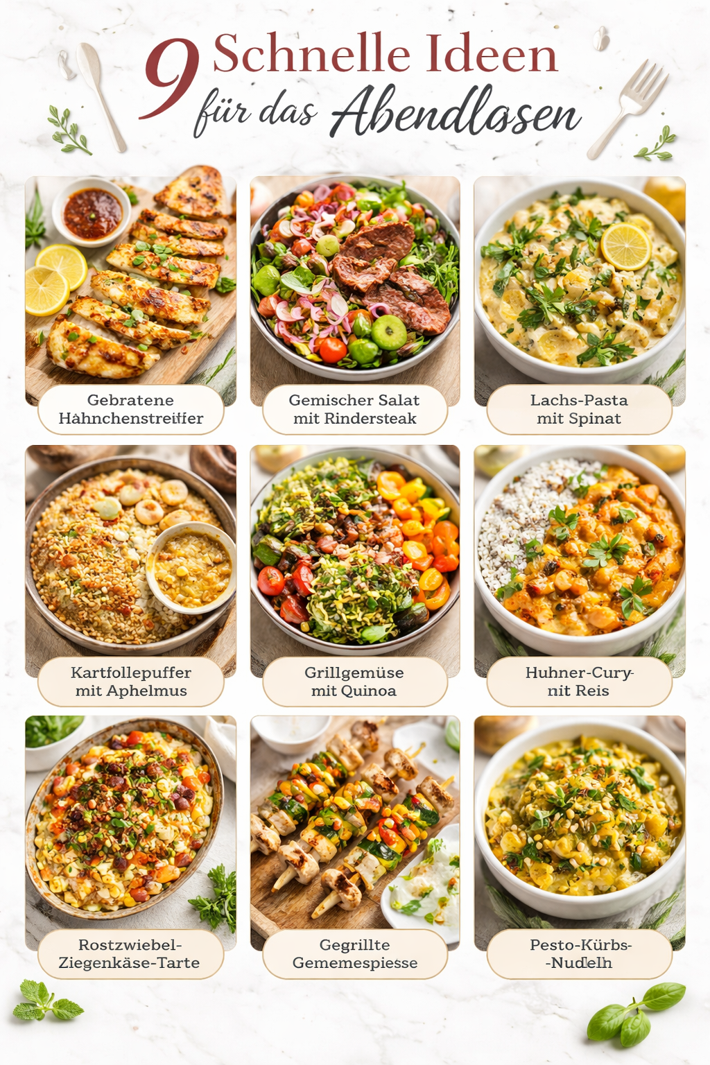 9 Schnelle Ideen für das Abendessen