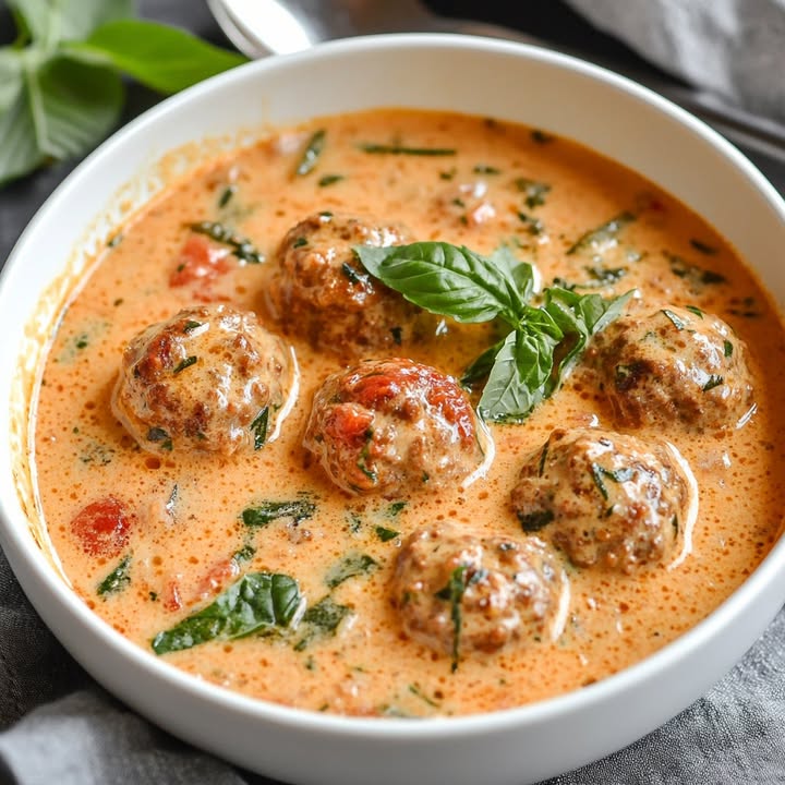 Cremige italienische Fleischbällchensuppe