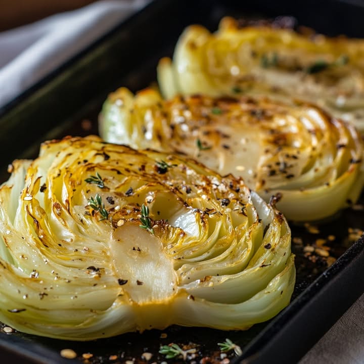 Einfache Kohlsteaks Rösten