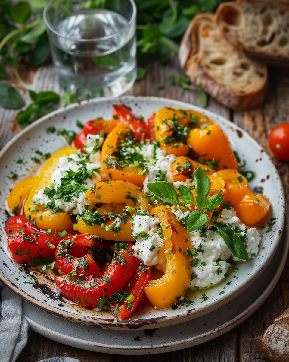 Gebackene Paprika mit Kräuterquark