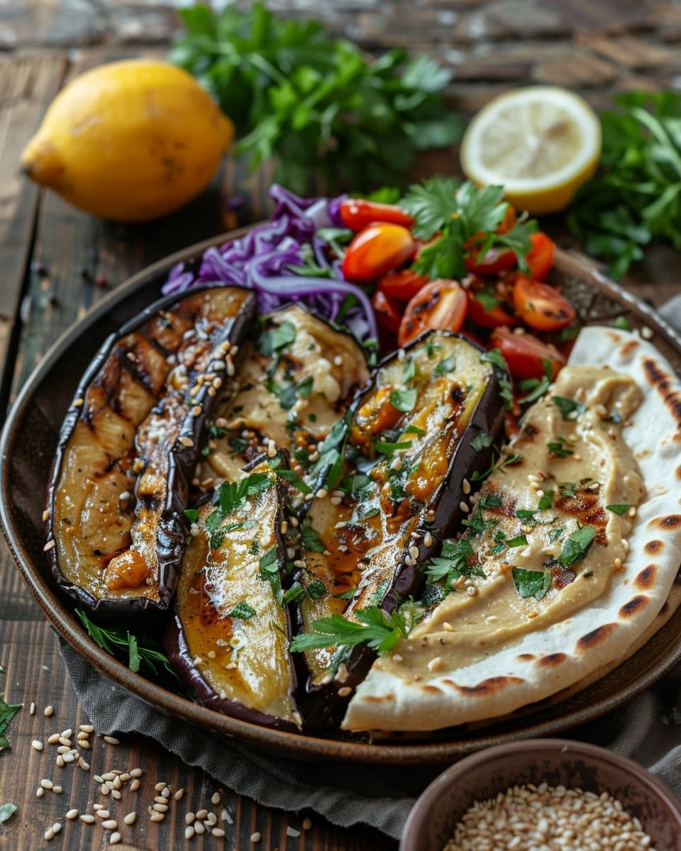 Gebratene Aubergine mit Tahini