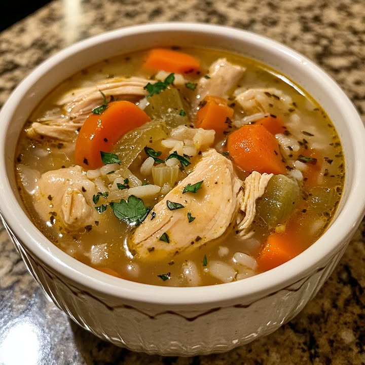 Gemütliche Hähnchenreis Suppe