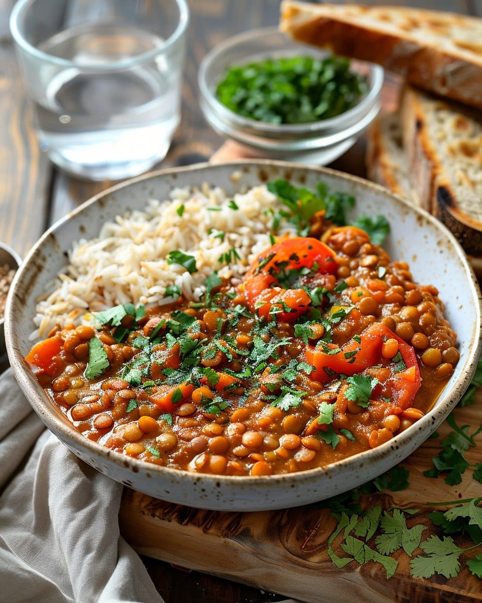 Gesundes Linsen-Tomaten-Curry