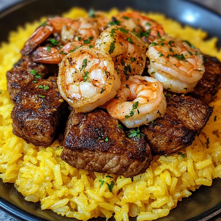 Jerk Steak Garnelen Reis