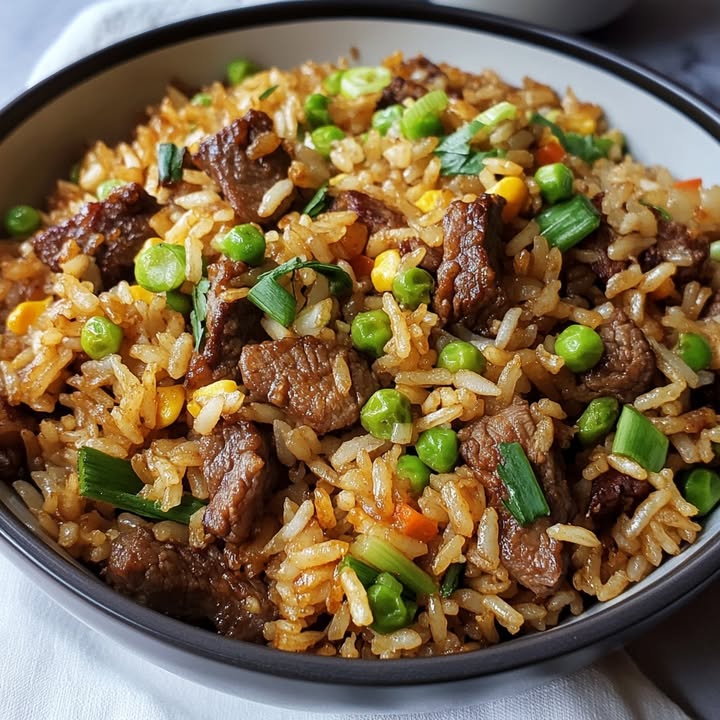 Zwiebel Rindfleisch Bratreis