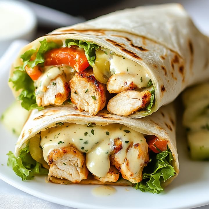 Käse Knoblauch Hähnchen Wraps