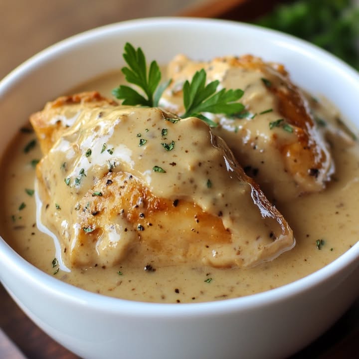 Langsame Kocherei Hähnchen Sahnesoße