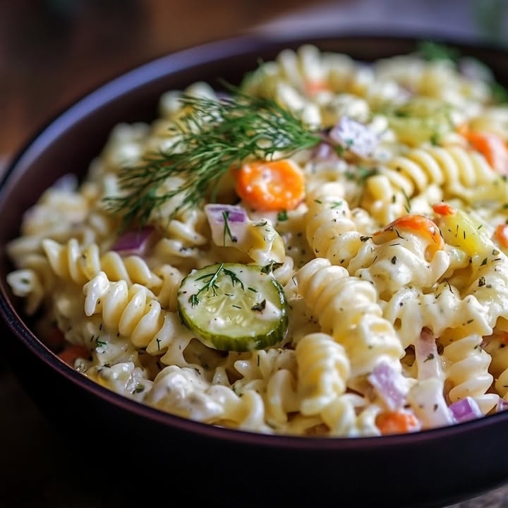 Säuerlicher Gurken Pasta Salat