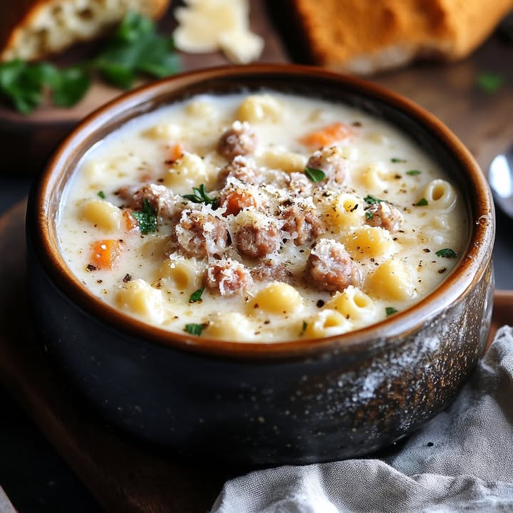 Cremige Wurst Ditalini Suppe