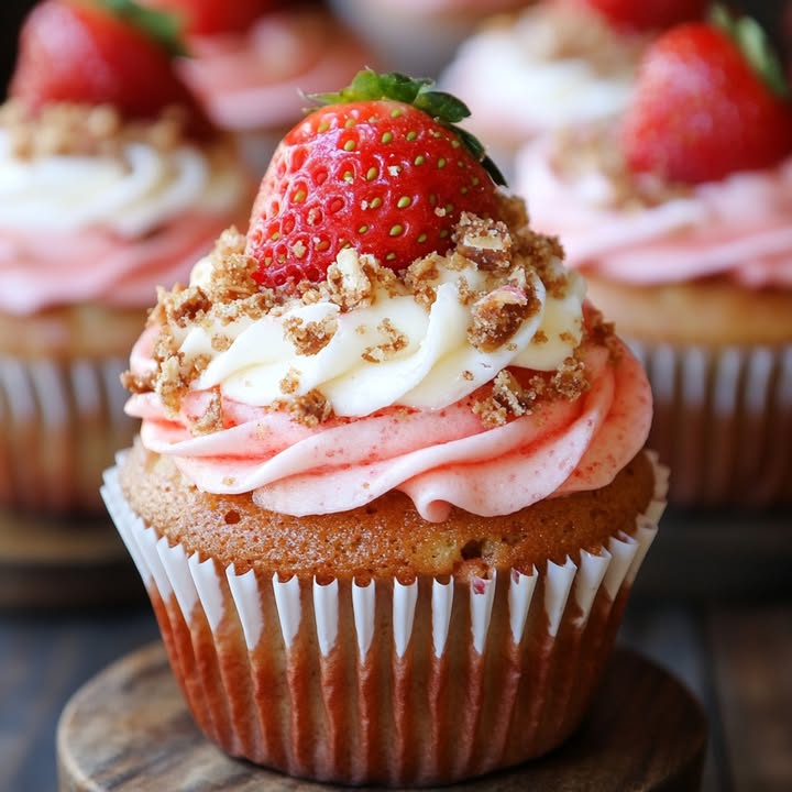 Erdbeer Crunch Cupcakes